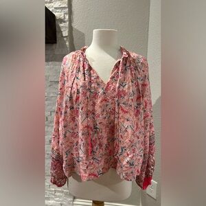 Chic Floral Pink Long Sleeve Blouse for Women